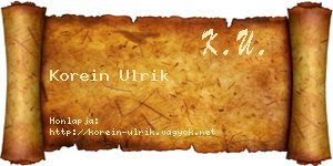 Korein Ulrik névjegykártya